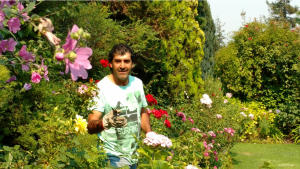 Jardinero trabajando en Lo Barnechea